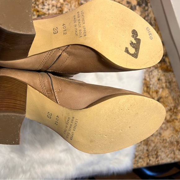 Massimo Baldi Beige Leather Boots 3” Heel size 9 - Picture 6 of 7